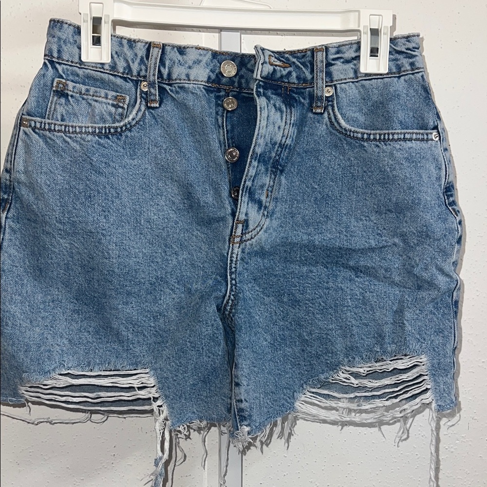 Forever 21 Light Blue Frayed Jean Shorts
